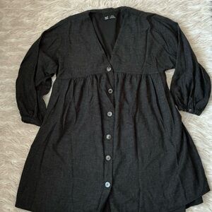 Zara Casual Button-Front Black Dress Size L
